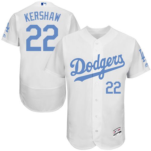 Dodgers #22 Clayton Kershaw White Flexbase Authentic Collection Father's Day Stitched MLB Jersey